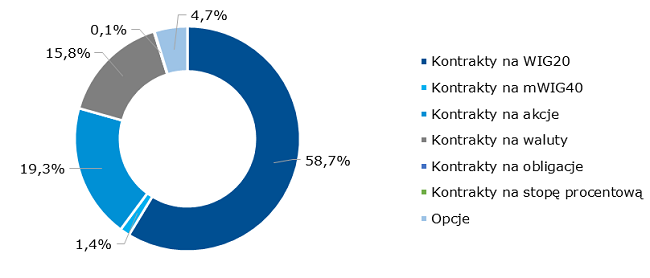 Struktura wolumenu obrotu derywatami w 2016 r. wg klasy instrumentu